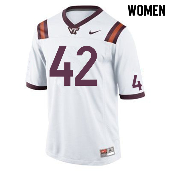 Women #42 Lakeem Rudolph Virginia Tech Hokies College Football Jersey Sale-White